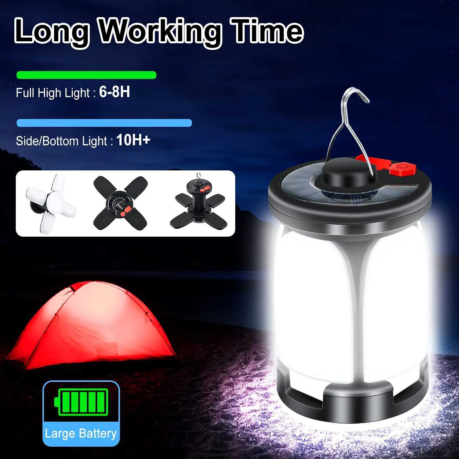 Outdoor Camping Lantern LED Light 6 Modes 60 LED Ultra Bright Tent Light USB Solar Rechargeable Fishing Hiking Party Camp Light M251201