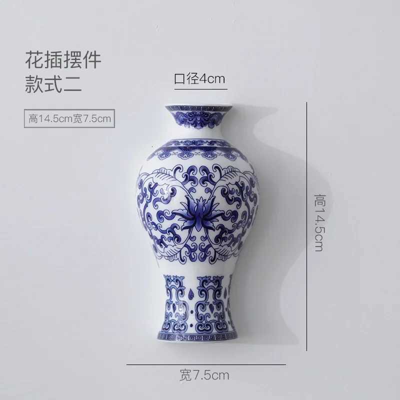 Ceramic vase antique blue and white porcelain flower container lucky bamboo living ro and he decoration wall hanging Y251201
