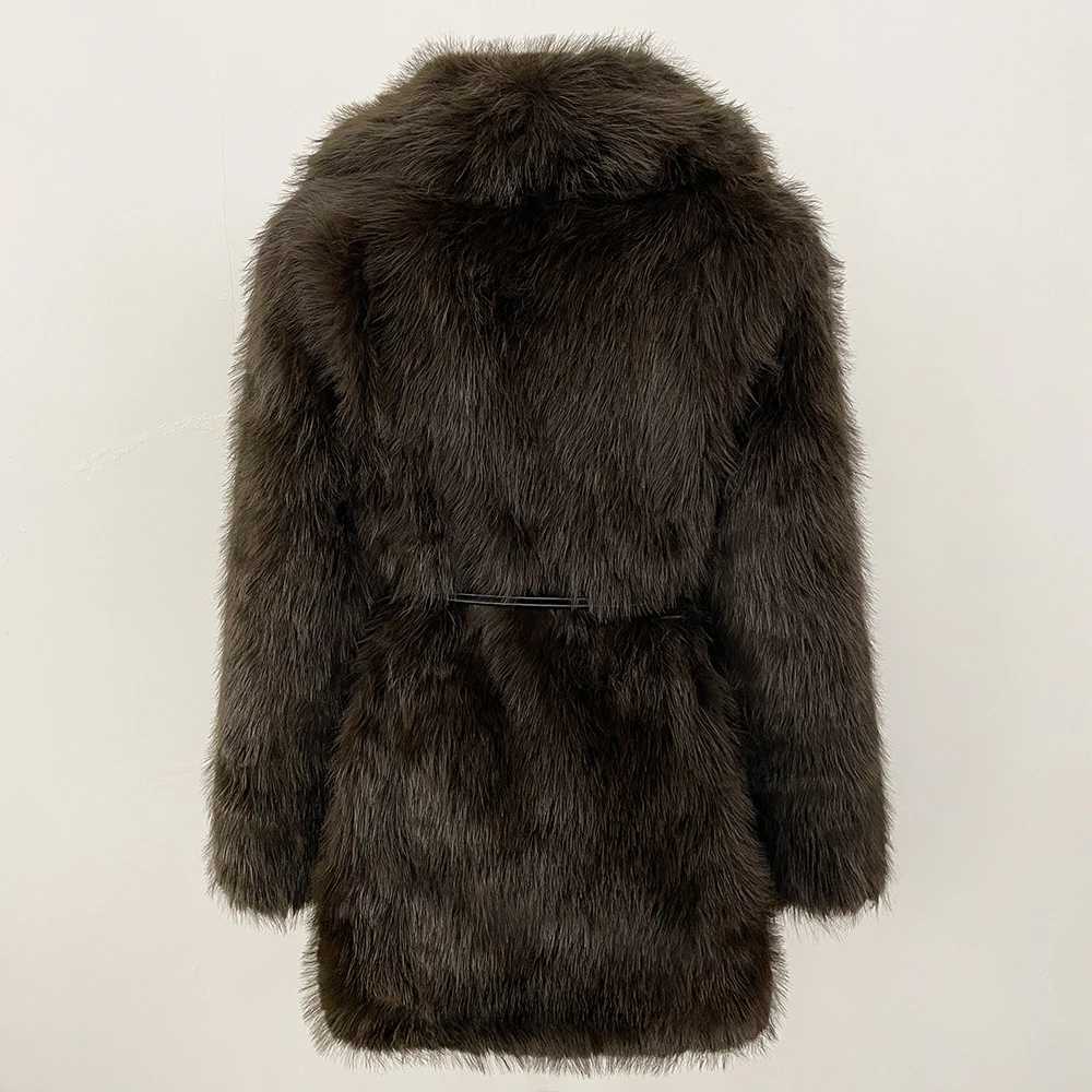 OFTBUY Eco-friendly Fur Women New Autumn Winter Fashion Faux Fur Coat Female Belt Black Fluffy Jacket Fake Fur Outerwear SpringT251201