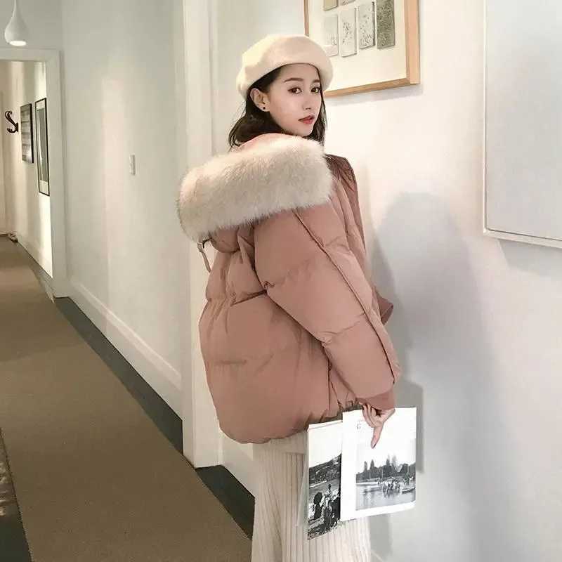 Winter Harajuku Hooded Loose Zipper Jacket Women Thicken Warm Long Sleeve Fashion Parka Solid Oversize Korean Solid Coats FemaleT251201
