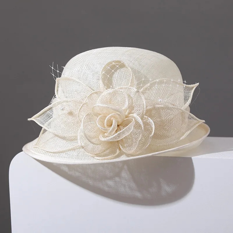 Sinamay Wedding Fedora Hats For Women Ladies Elegant Church Cap Tea Party Dress Formal Occasion Millinery Hat 251129