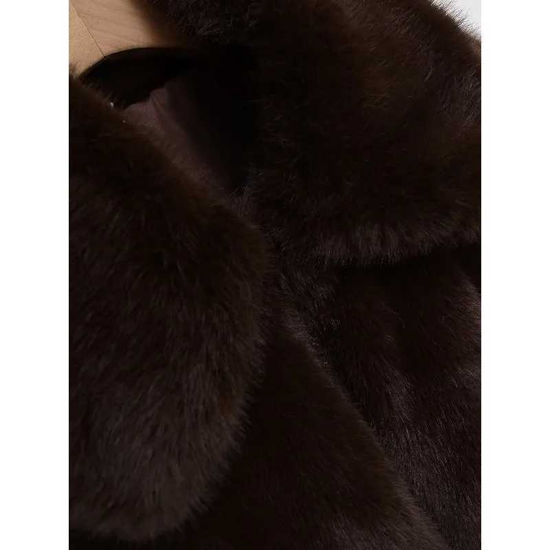 CharmCant Brown Faux Fur Coat for Women 2025 Winter New in Elegant Long Sleeve Top Fluffy Cardiga Hot Outerwears Jackets FemaleT251201