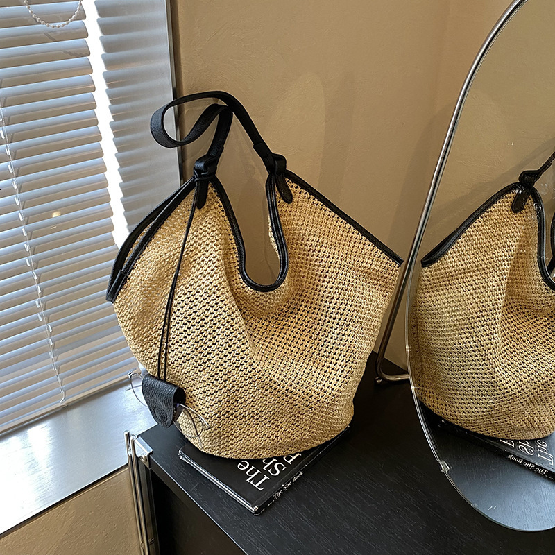 Cross-Border Beach Vacation Large Capacity Straw Lightweight Bags New Korean Style Ins Handbag Single Shoulder Mother-Daughter Bag