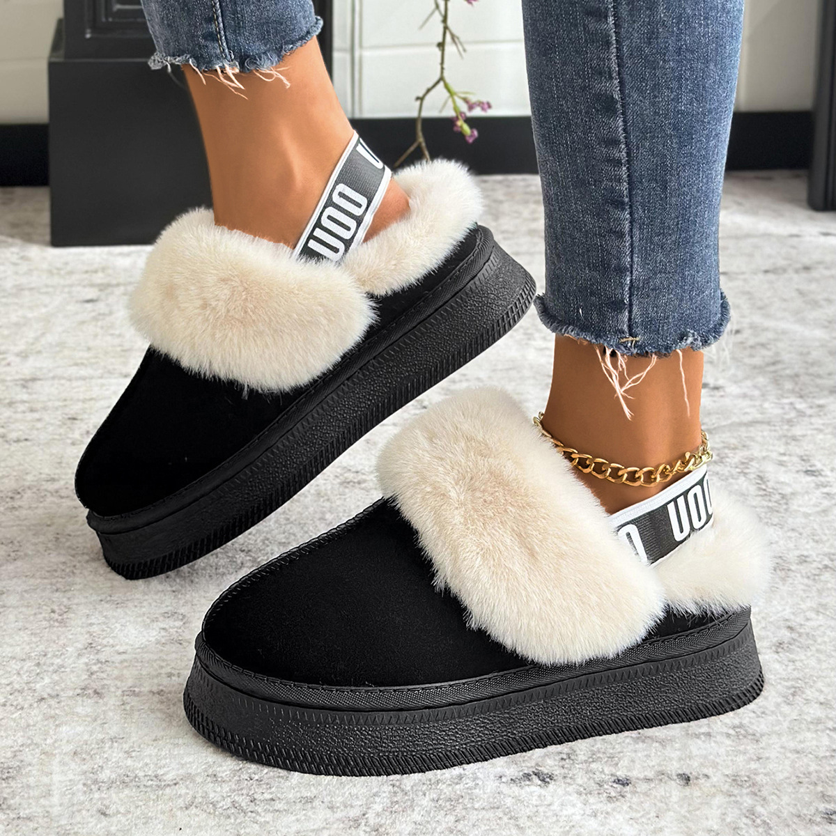 Designer shoes free shipping 2025 Winter New Thick soled and Velvet Thickened Warm Indoor Cotton Shoes Baotou Snow Boots