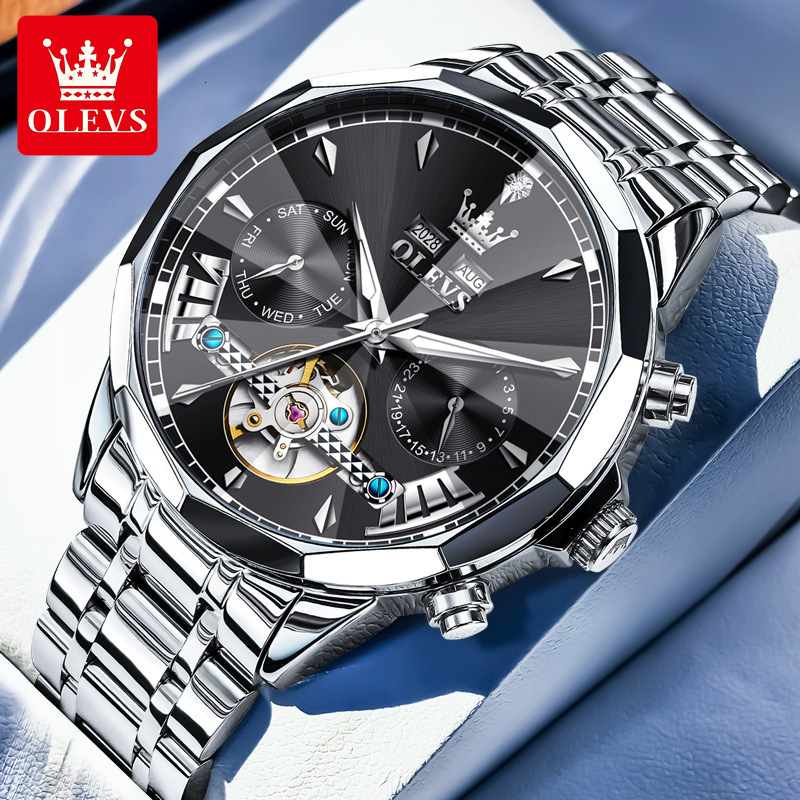 OLEVS Designer Luxury Men's One Piece Business Watch Versatile Night Light Mechanical Watch Fully Automatic Waterproof Sports Watch Free Shipping