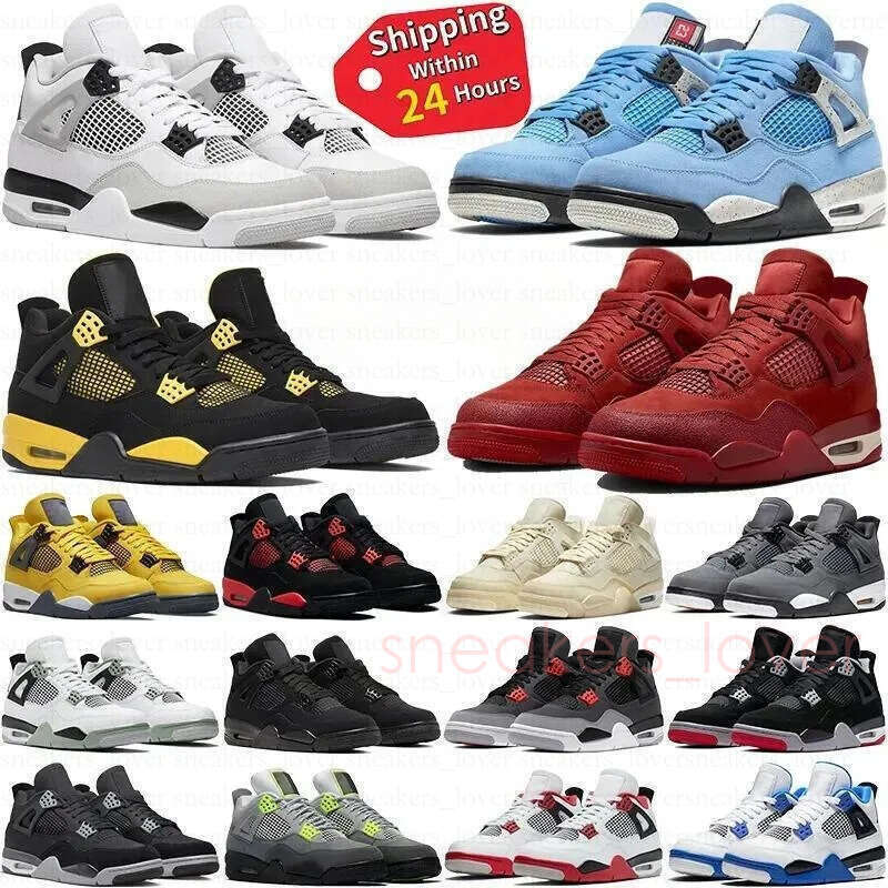 Original Box Designer 4s basketball Shoes for Men Women Worn Blue Panda Military Black Cat Sail Thunder White Oreo Cool Grey Varsity Red Bred Sneakers Blue University
