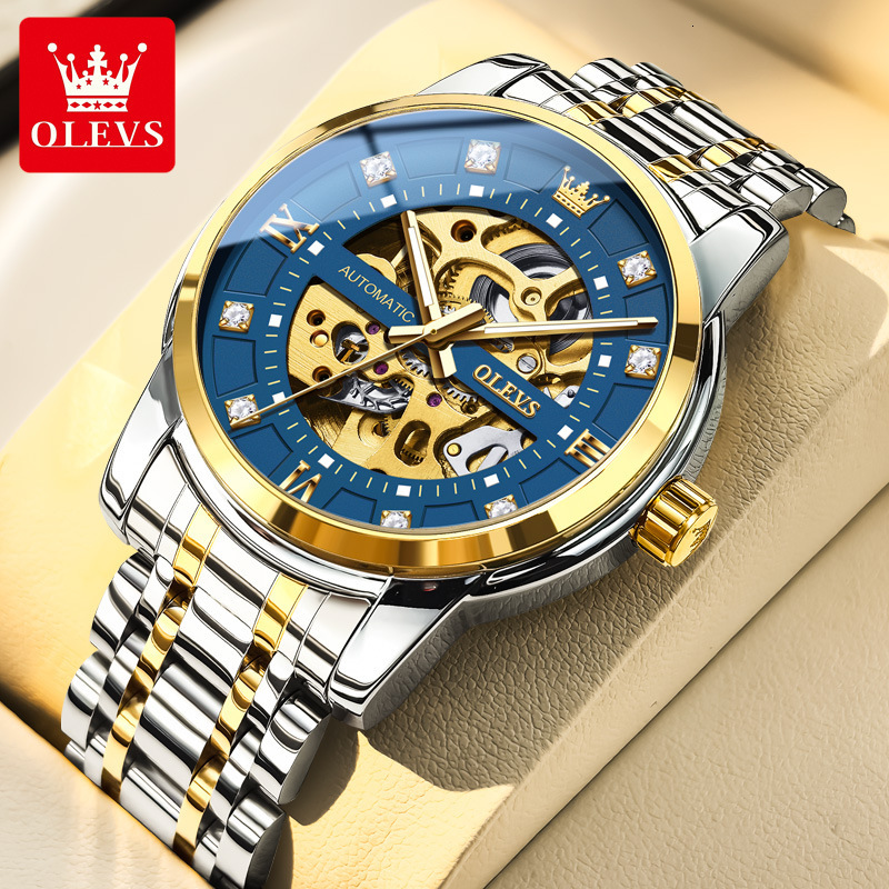 OLEVS Designer Luxury Classic Hollow Diamond Inlaid Watch Fashion Trend Night Light Outdoor Sports Mechanical Watch Men's Watch Free Shipping Who