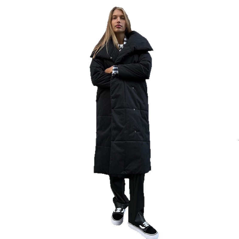 Long Cotton Jacket 2025 Winter New Loose Casual Warm Long Stand Collar Cotton Coat 241009