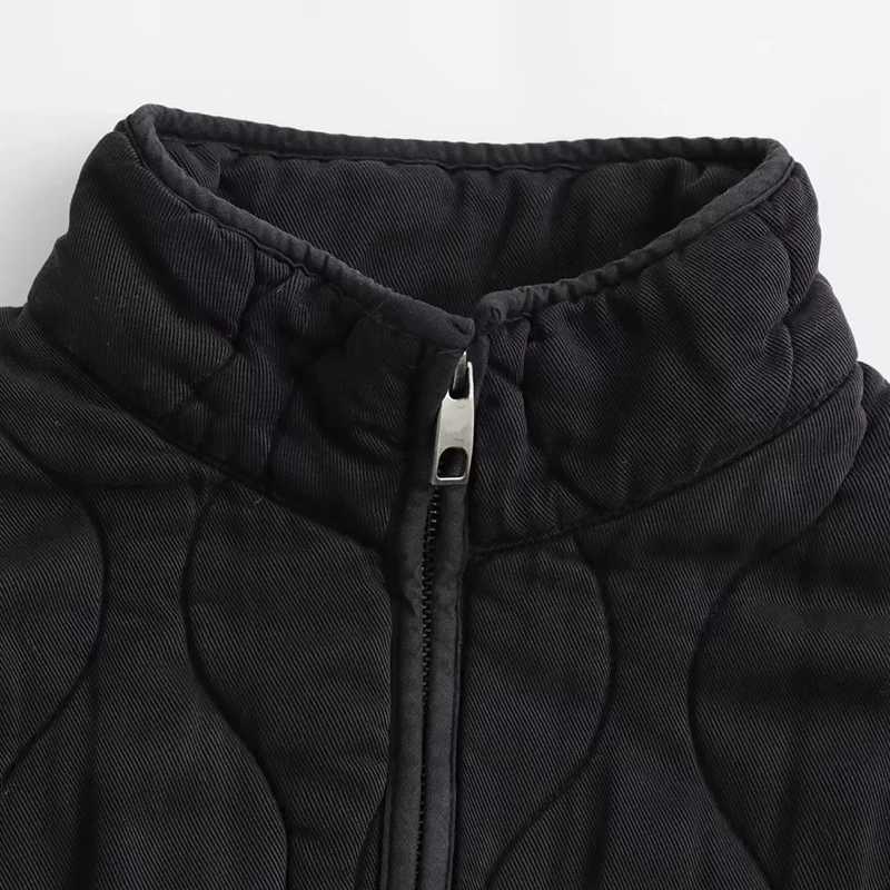 Cotton-padded Women Jacket Thickened Zipper Warm Winter Coat Female Stand Collar Outwear Jacket Fashion Tops TopcoatT251201