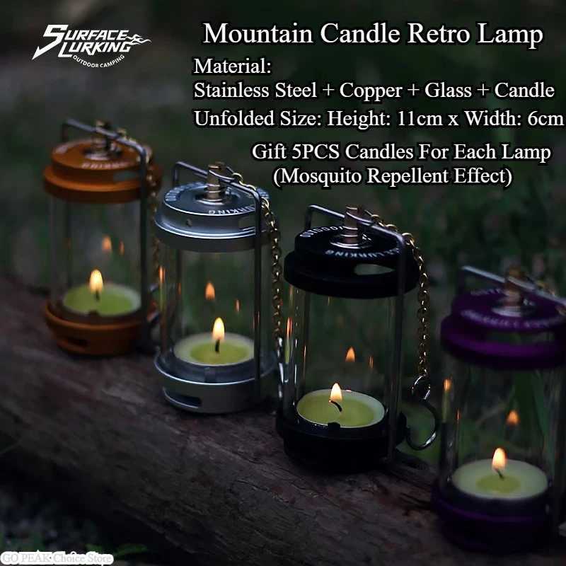 MOUNTAINHIKER Outdoor Candle Light Set Picnic Camping Retro Decorative Ambience Light Creative Desktop Bedside Candle Light M251201