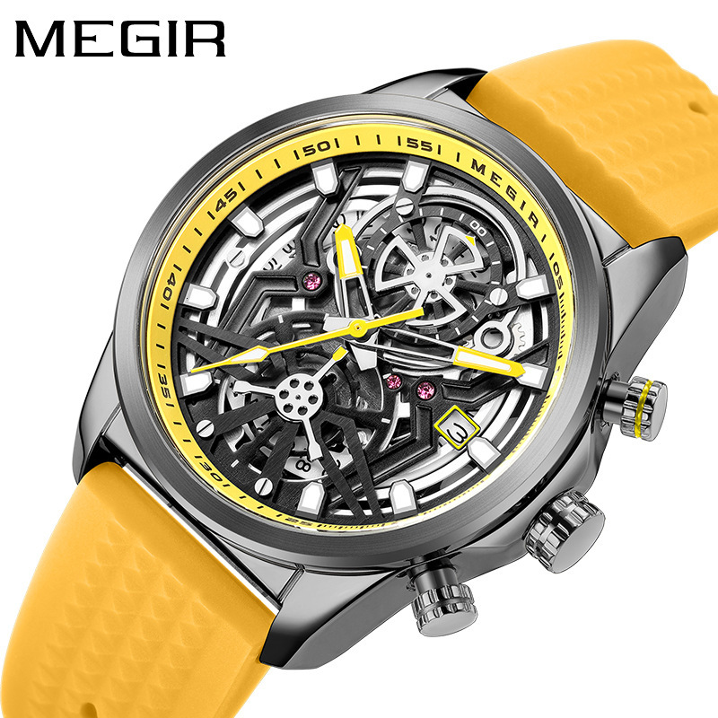 MEGIR Designer Creative Fashion Men's Quartz Watch Silicone Strap Mechanical Style Decoration Outdoor Sports Watch Business Watch 2235 Luxury Wri