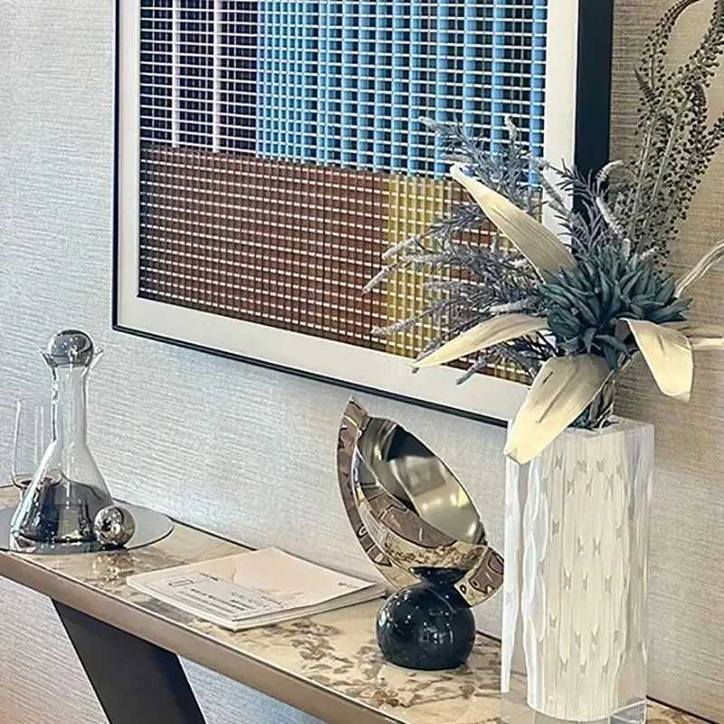 Creative Stainless Steel Semi-circar Ornaments Abstract Artwork Desk Decoration Modern Crafts Statue Ro Aesthetic Decor Y251201