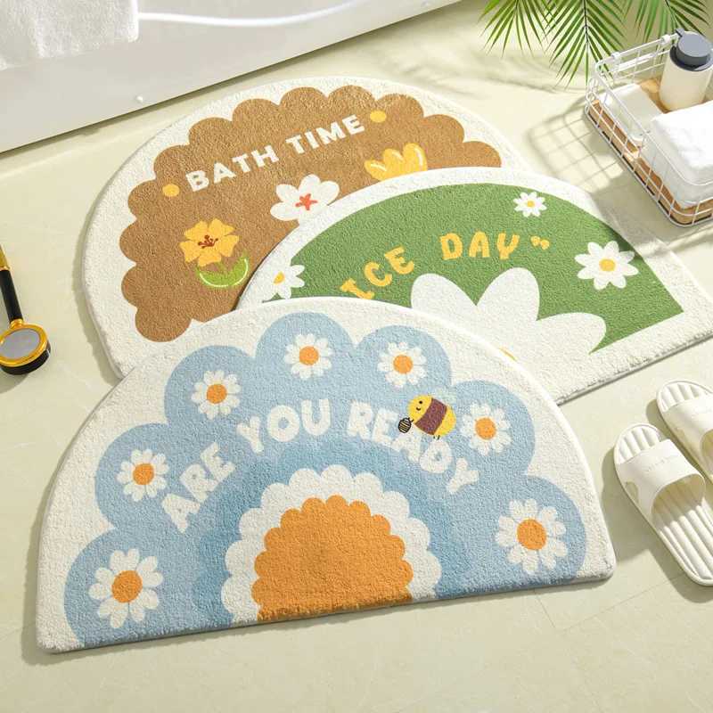 Ins Simple Bath Mats Small Fresh Flowers Floor Rug He Entrance Carpet Bedro Toilet Bathro Door Absorbent Non-Slip Foot Pad H251129
