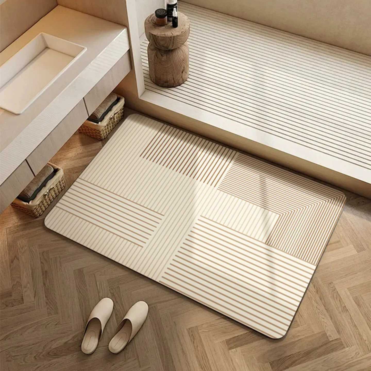 Geetric simple lines Light luxury Diat d floor mat Bathro toilet door water absorption non-slip Quick drying door mat H251129