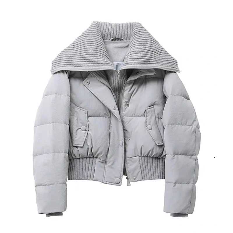 YIBASHU Autumn Winter Women Fake Two Pieces Padded Jacket Turn-down Collar Crop Down Jacket Korean Thick Parkas Outwears DesigneT251201