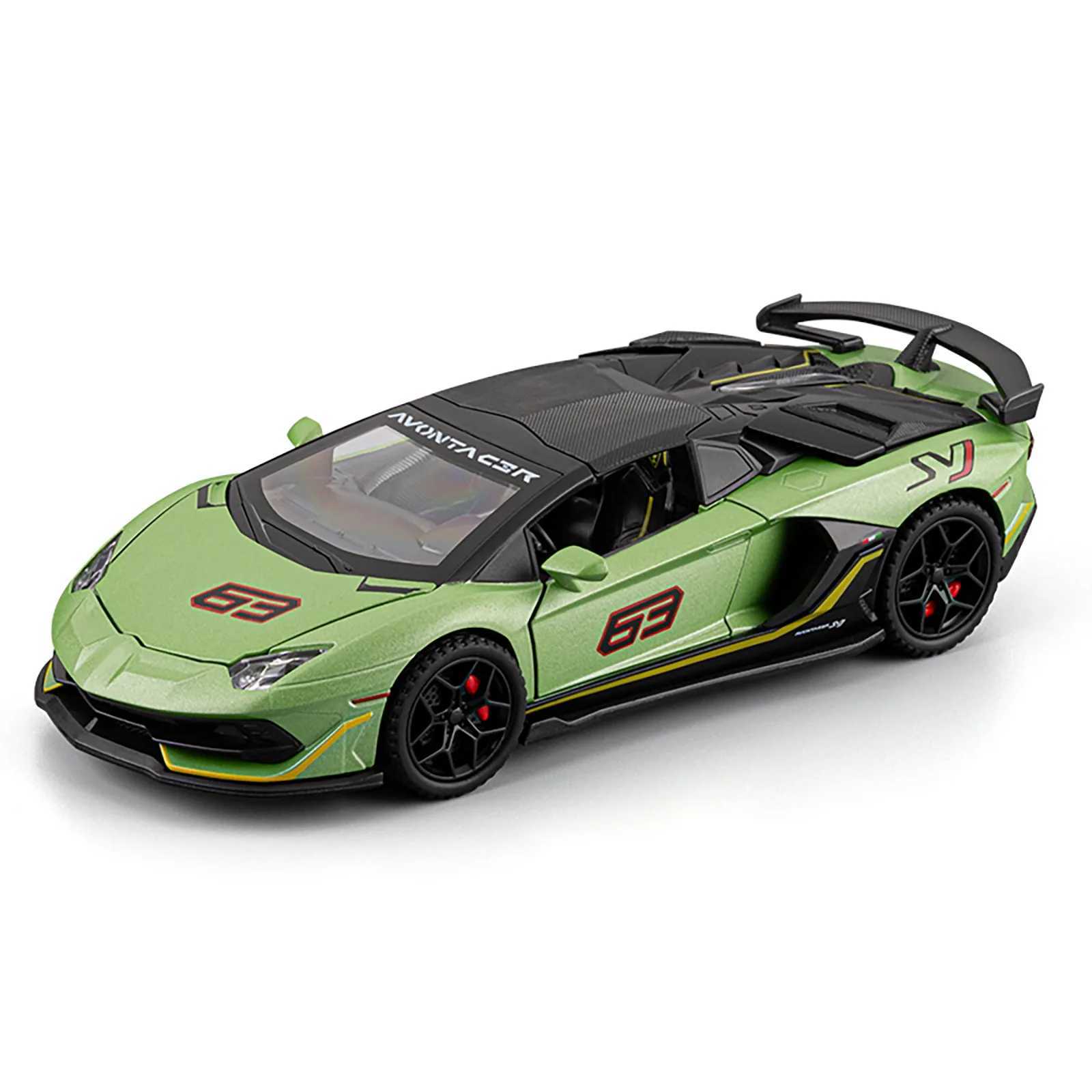 1 32 SVJ63 simulation sound and light alloy die-casting sports car model childrens birthday gift ornament collection toy J251129