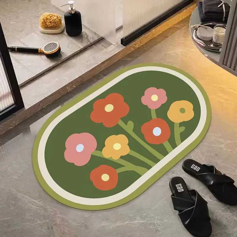 Bathro Toilet Floor Mat Soft Diat d Absorbent Mat Bath Door Non-slip Foot Mat Toilet Floor Mat H251129