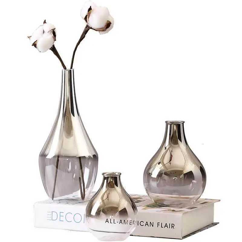 2025 New Brand Nordic Vase Creative Silver Gradient Dried Insert Desktop Terrarium Jewelry Decoration Plant Holder Y251201