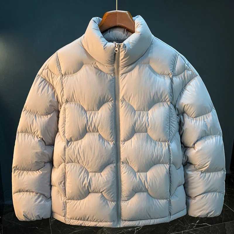 High fluffy winter warm down jacket for men trendy new 2025 stand up collar duck down thick cold resistant jacketT251201