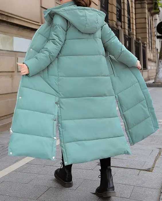 2024 Womens down Cotton Jacket Winter Thick Long Outerwear New Loose Super Long Over-Knee Cotton Coat Stylish And WarmT251201
