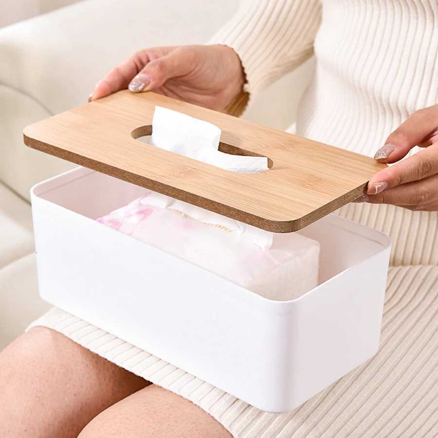 245x13cm Rectangar Imitation Wood Tissue Box Detachable Plastic Tissue Holder Dispenser for Bathro Living Ro Off H251201