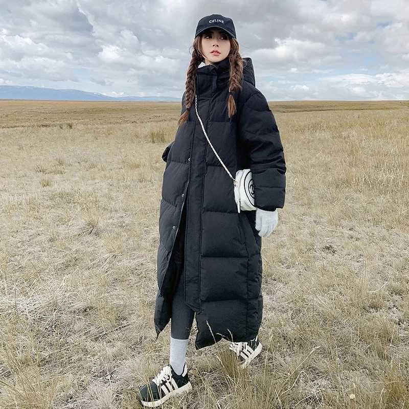 Mid drama down cotton jacket for women slim fit cotton jacket for women over the knee 2025 new thick cotton jacket forT251201