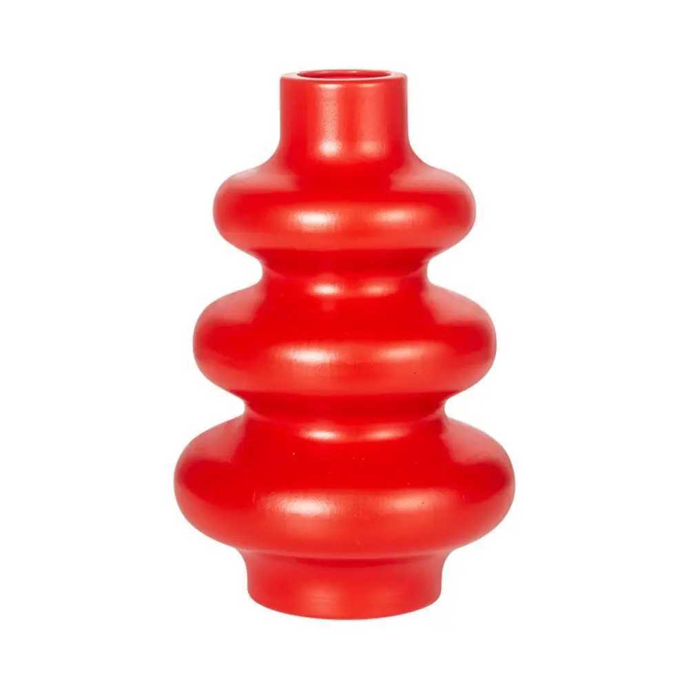 Nordic Style Plastic New Year Flower Vase Red Imitation Ceramic Flowerpot Household Flower Arrangement Container He Decoration Y251201