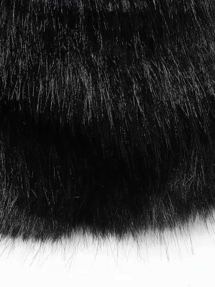 Women 2025 Winter New Hooded Short Faux Fur Jacket O Neck Womens Furry Jacket Long Sleeves Plush Coat Stylish Streetwear TopT251201