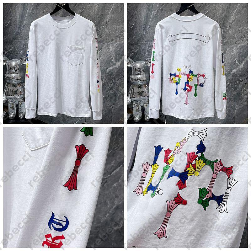 Trendy printed long sleeved shirt casual couples round neck tops winter embroidered T-shirt autumn cotton mens womens base shirts CSD2512013-8