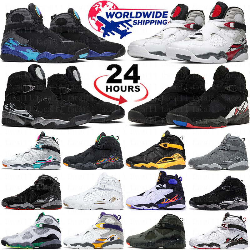 8s 8 Mens Basketball Shoes Playoff Aqua Chrome South Beach Black Cool Grey Take Flight Trophy Black Samurai Raid Gunsmoke Men Sneakers Sports Trainer With Box