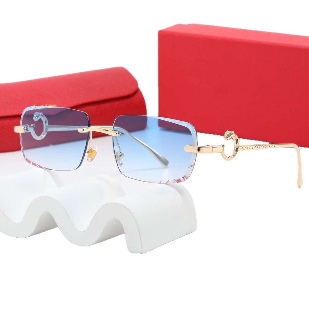 2025 New Designer Small Square Frameless Leopard Sunglasses for Women Men, European and American Trend Wholesale Factory In Stock