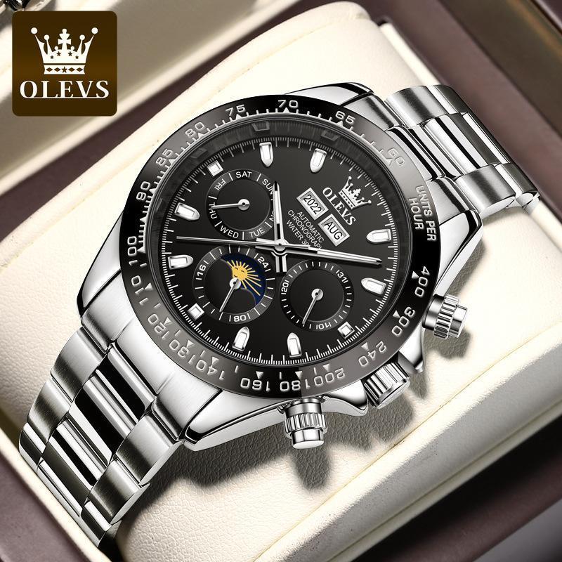 OLEVS Designer Luxury Men's Watch Fashion Sun Moon Night Light Waterproof Mechanical Watch Versatile Outdoor Sports Watch Free Shipping Wholesale