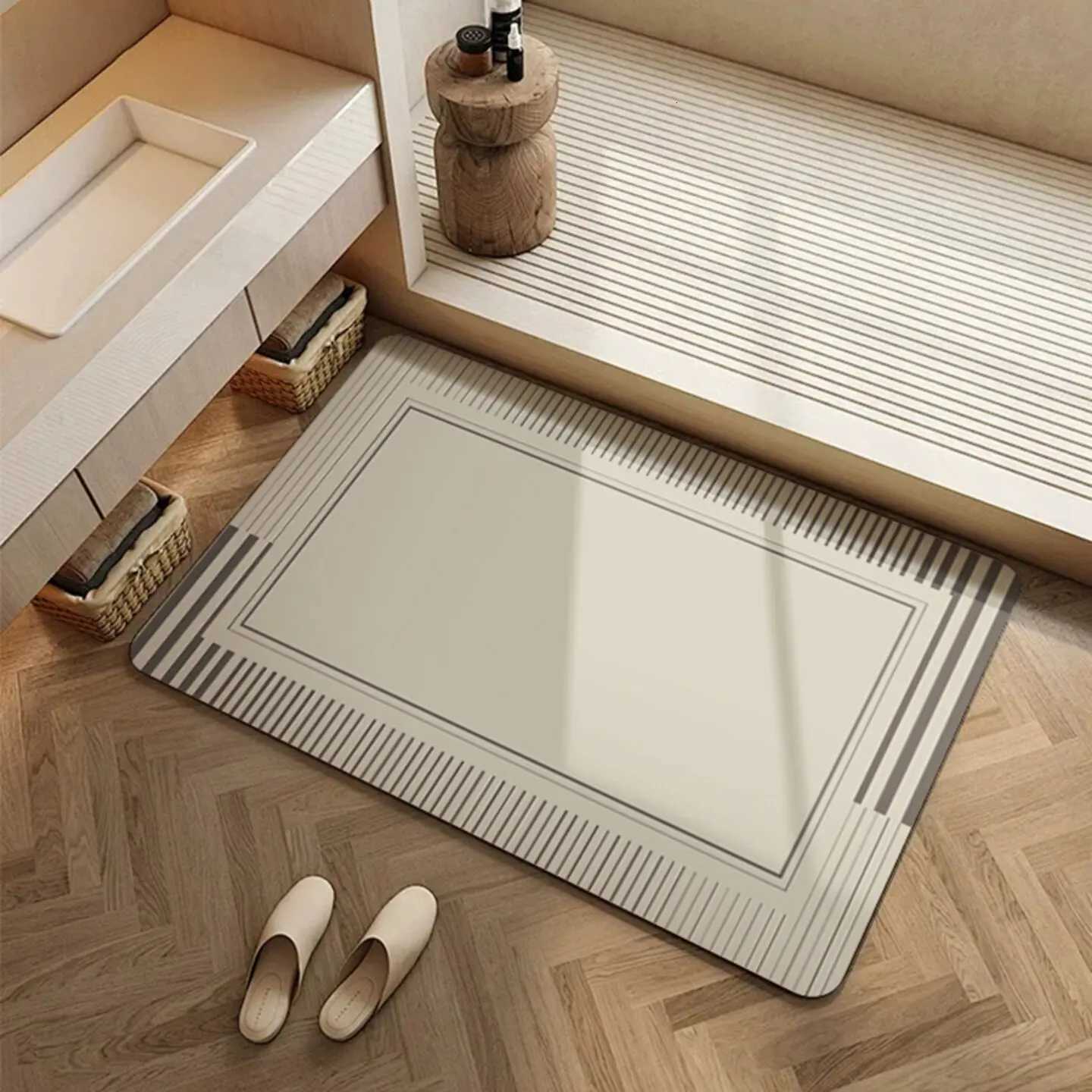 Geetric simple lines Light luxury Diat d floor mat Bathro toilet door water absorption non-slip Quick drying door mat H251129