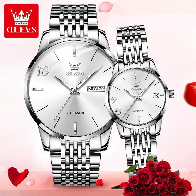 OLEVS Designer Watches 89 Never Separate 10 Meaningful Couple Watches Fully Automatic Mechanical Watches Luminous Couple Luxury Business Watches Free 