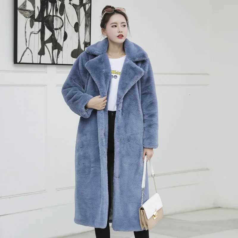 Fur Coat Extended Large Womens Faux Rabbit Hair Coat Warm Winter Fur CoatT251201