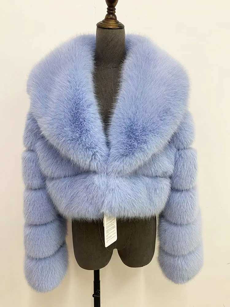 ZADORIN Luxury Big Collar Spliced Cropped Faux Fur Coat Woman Clothing Thicken Furry Faux Fur Jacket Winter Fur Coats Top MujerT251201