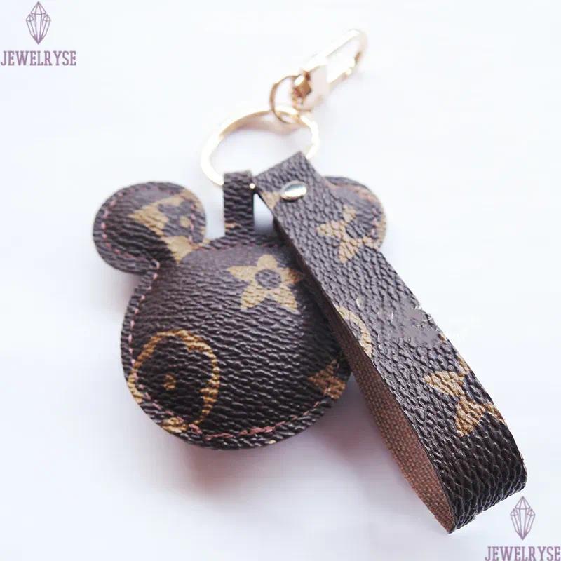 Fashion Mouse Designer Keychains Accessories PU Leather Animal Flower Print Pendants Bag Charms Key Chains Ring Cute Car Keyrings Holder