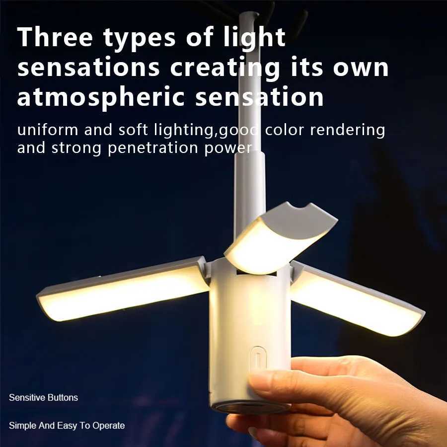 3-in-1 Camping Light Portable Foldable Hanging Light 3 Modes Dimmable For Outdoor Dining Tent Emergency Lighting Handheld Light M251201