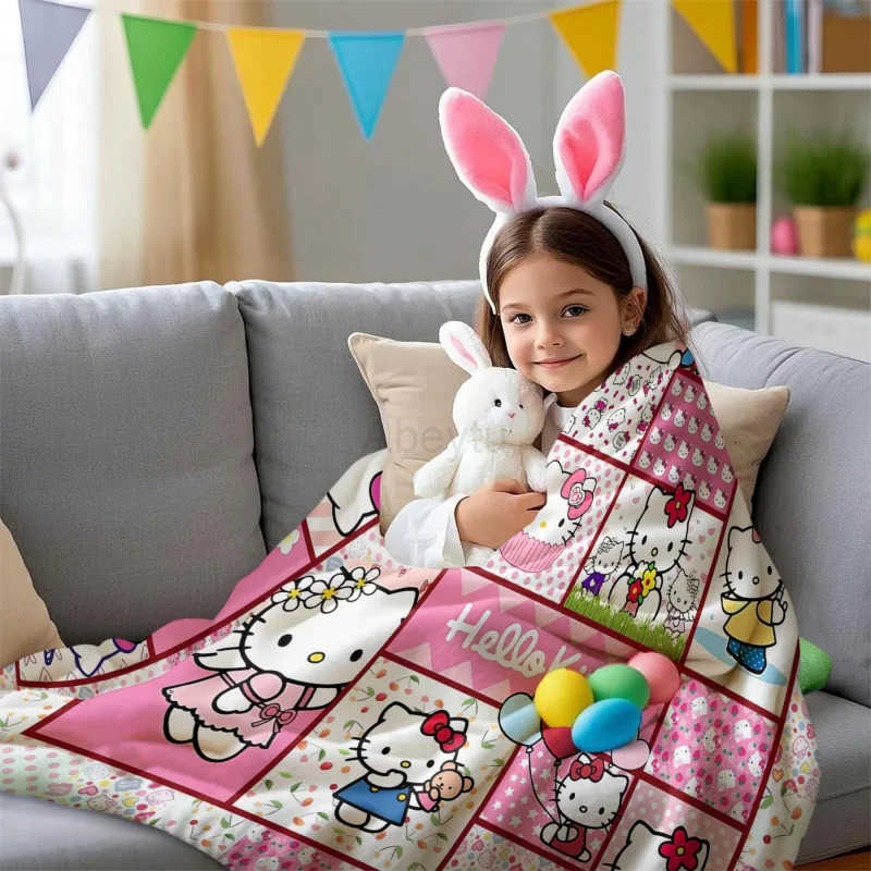 Sanrio Hot Cartoon Anime Hello Kitty Blanket Digital Printing Soft and Comfortable Sofa Covered Blanket Children Nap Sleeping Blanket H251201