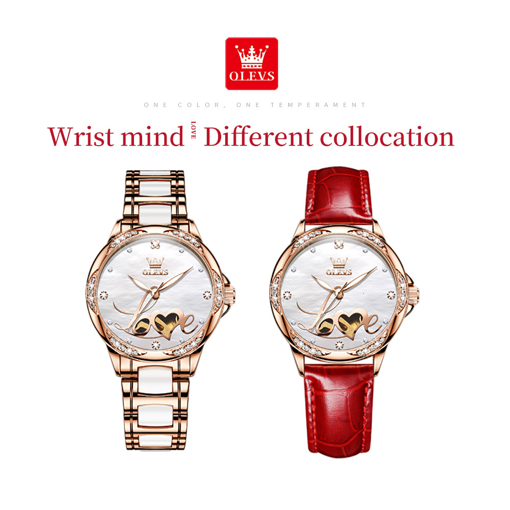 OLEVS Designer Women's Watch LOVE Skeletonized Sports Waterproof Casual Business Diamond Luminous Luxury Temperament Sports Watch Free Shipping W