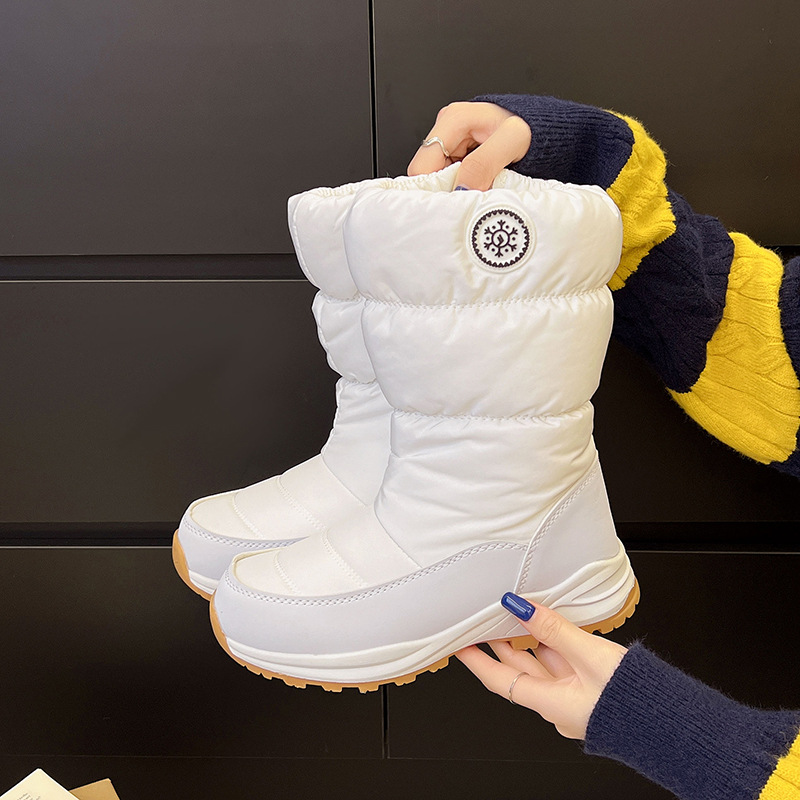 Designer Boots Women 2025 Winter Snow Boots Thick Sole Thermal Insulated Waterproof Non-Slip Mid-Calf Anti-Cold Wool Lined Thickened Cotton Boots