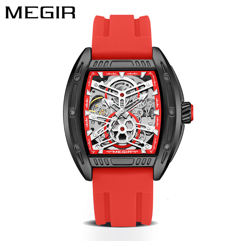 MEGIR Designer Men's Sports Mechanical Movement Watch Silicone Strap Hot-selling Luminous Waterproof Multi-function 8601 Luxury Wristwatch Free S