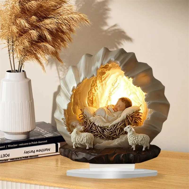 Small Nativity Scene The Birth of Jesus Decor Sleeping Baby Jesus Figurine Table Sign for He H251129