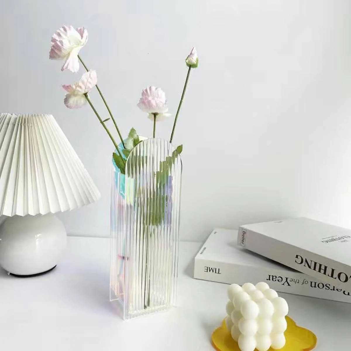 1pc Abstract Design Wave Vase He Decor Acrylic Vases Modern Art Living Ro Ornaments Table Decoration Y251201