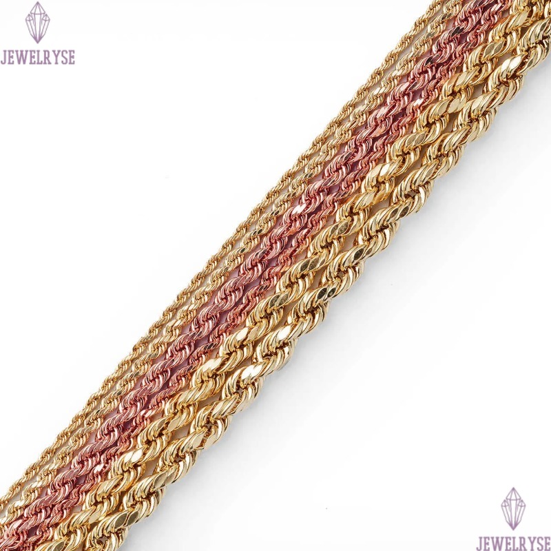 Real 10K 14K Solid Gold Rope Chains For Men Hip Hop Necklace