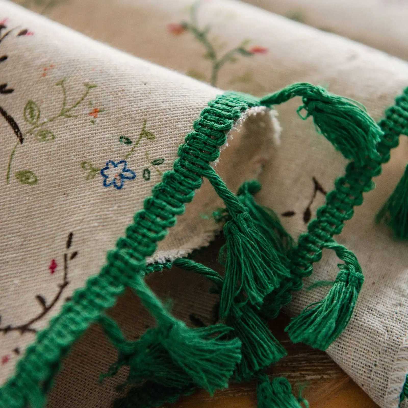 Floral Round Tablecloth Cotton Linen Table Cloth with Tassels for Restaurant Picnic Indoor and Table Cover Home Decoration Y251201