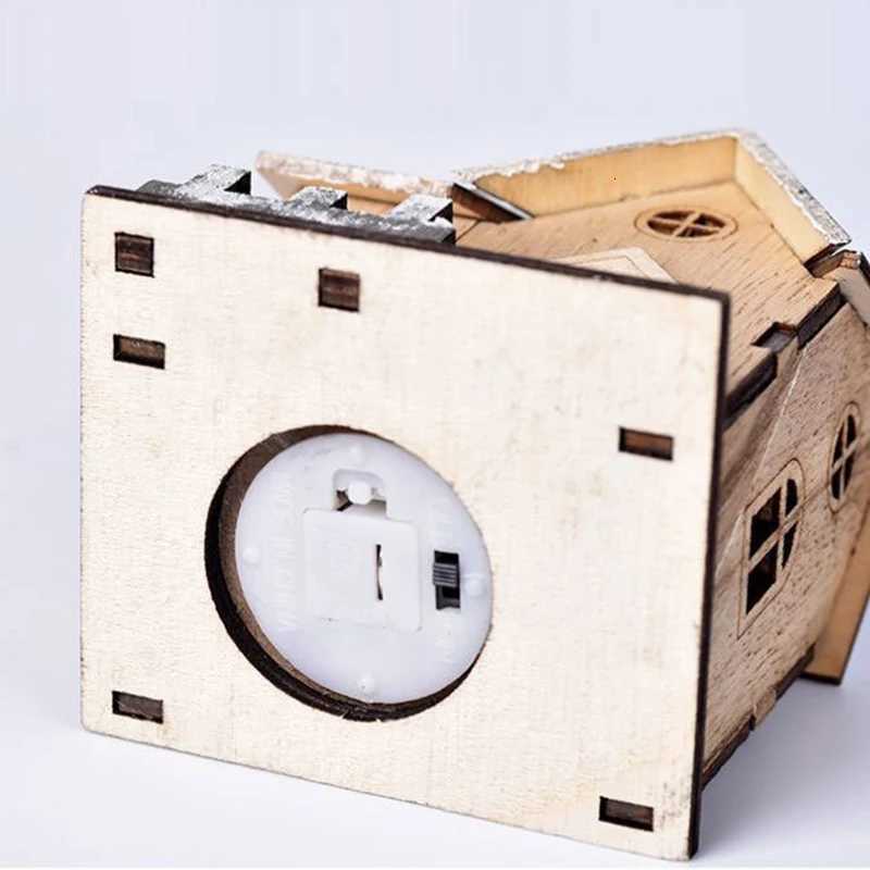 LED Wooden Christmas House Village Unfinished Xmas Snow House DIY Wood Cht Tree Ornaments Christmas Table Centerpieces H251129