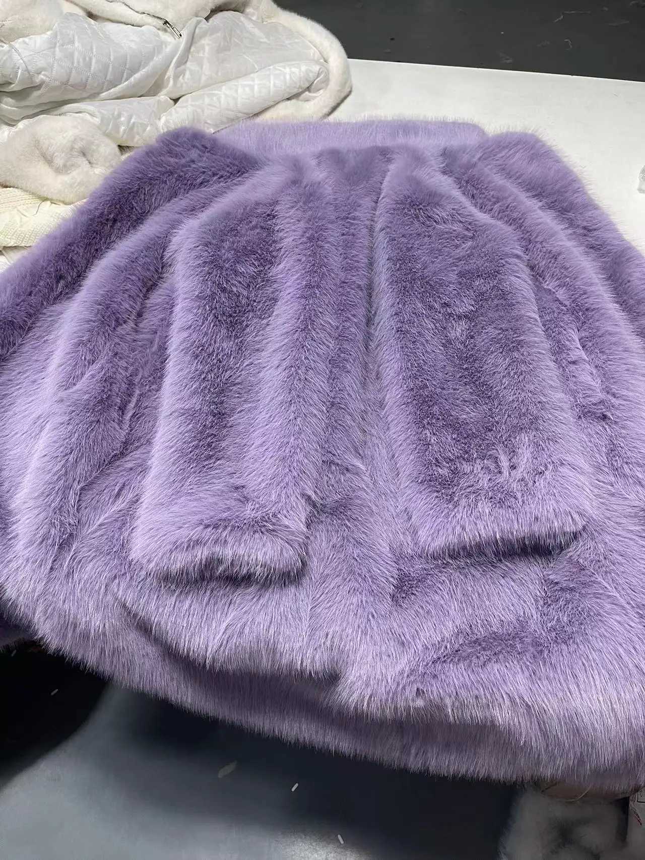 Women Thick Faux Fur Jacket Work Y2k Autumn Winter Maxi Coat Long Warm Luxury Belt Fur Purple Parkas Bontjas Furry OuterwearT251201