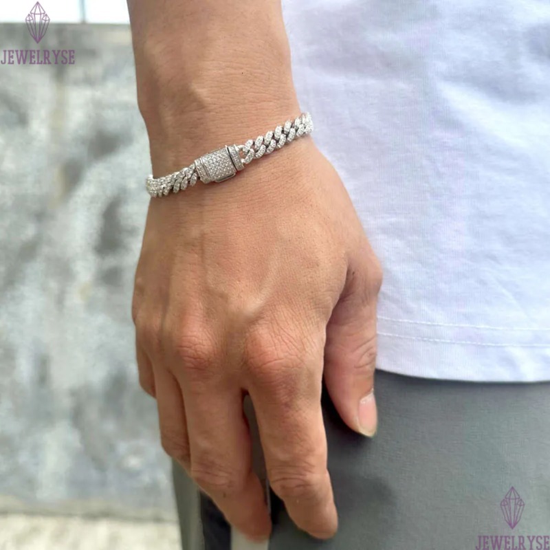 pendant necklaces fine jewelry 8mm moissanite necklace set cuban link chain sterling sier women men chain miami cubanlink