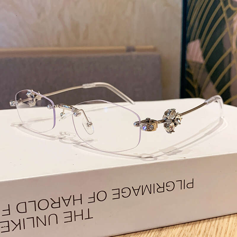 Jennie Same Fashion Diamond-Studded Rimless Personality Polygonal Street Glasses Trendy Hot Girl Style Sunglasses